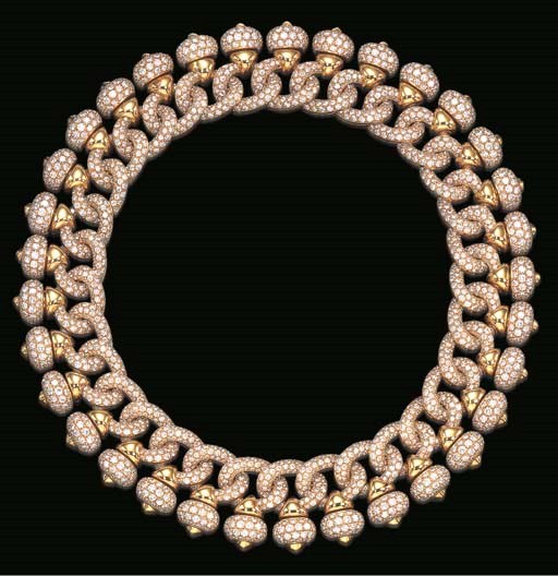 AN IMPRESSIVE DIAMOND AND GOLD NECKLACE, BY BULGARI