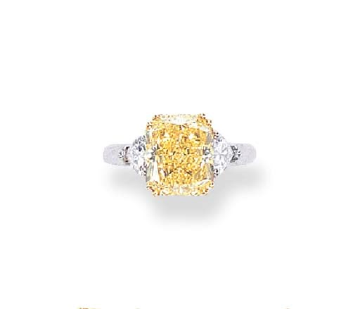 A FANCY INTENSE YELLOW DIAMOND RING, BY GRAFF