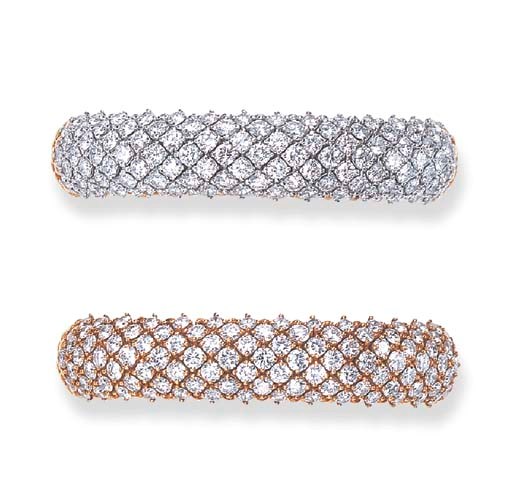 A PAIR OF DIAMOND BRACELETS