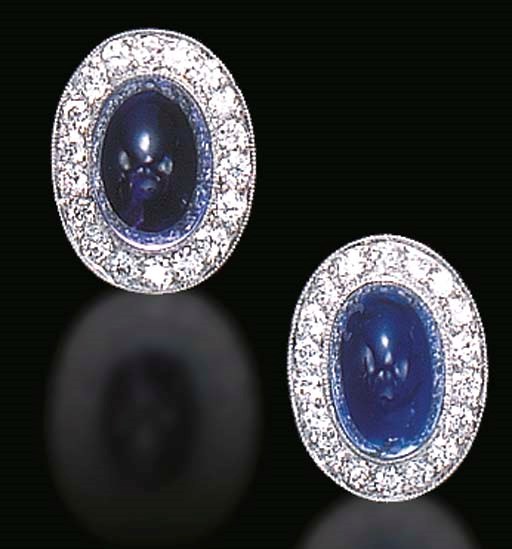 AN ATTRACTIVE PAIR OF BELLE EPOQUE SAPPHIRE AND DIAMOND EAR CLIPS, BY TIFFANY & CO.