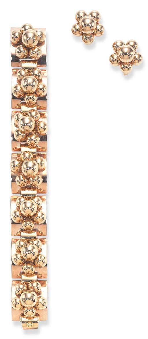 AN ELEGANT SET OF RETRO GOLD JEWELRY, BY CARTIER