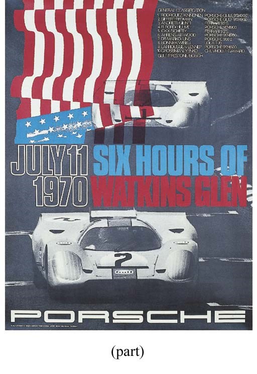 Porsche - three original posters: 1970 Watkins Glen 6 hour race; 1971 Daytona 24 hours race, 1970 Daytona 24 hours race.