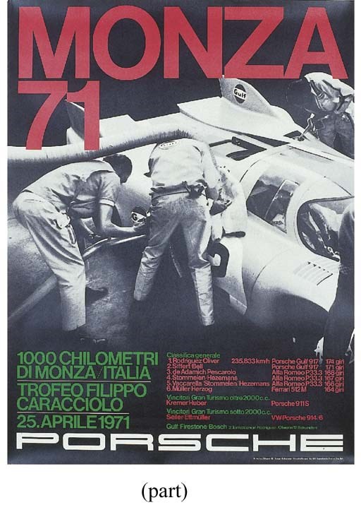 Porsche - two original posters: 1970 and 1971 Monza 1000km races.