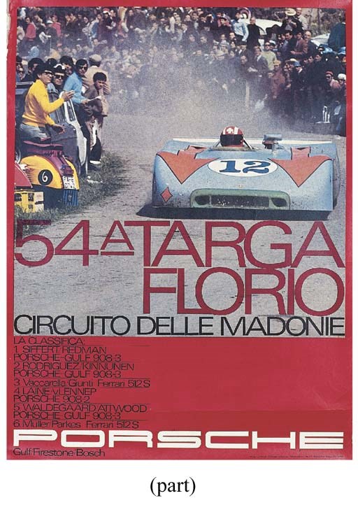 Porsche - two original posters: 1970 Targa Florio and 1970 1000km at the Nürburgring.