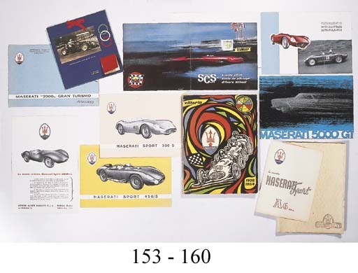 Maserati 300S - A rare sales leaflet for second series sports racing cars c1956/57, photo illustrated with technical specification to reverse, dated 1957, English, French and Italian text.