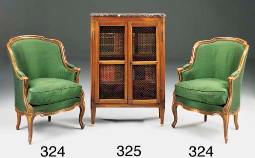 A PAIR OF FRENCH BEECHWOOD BERGERES, LATE 19TH/EARLY 20TH CENTURY, in the Louis XV style