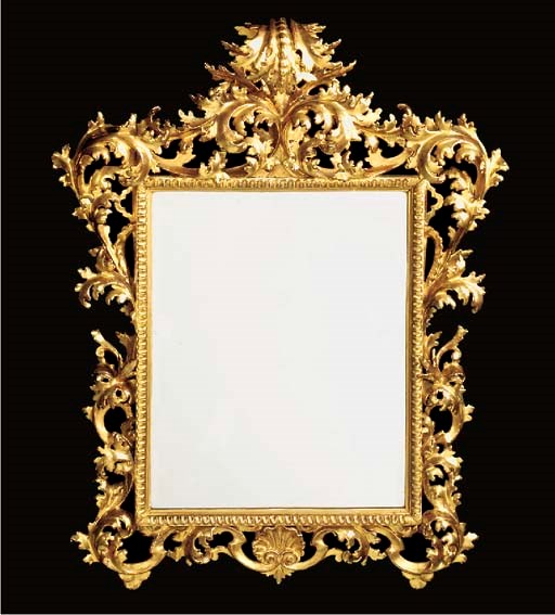 A FLORENTINE CARVED GILTWOOD MIRROR, 19TH CENTURY
