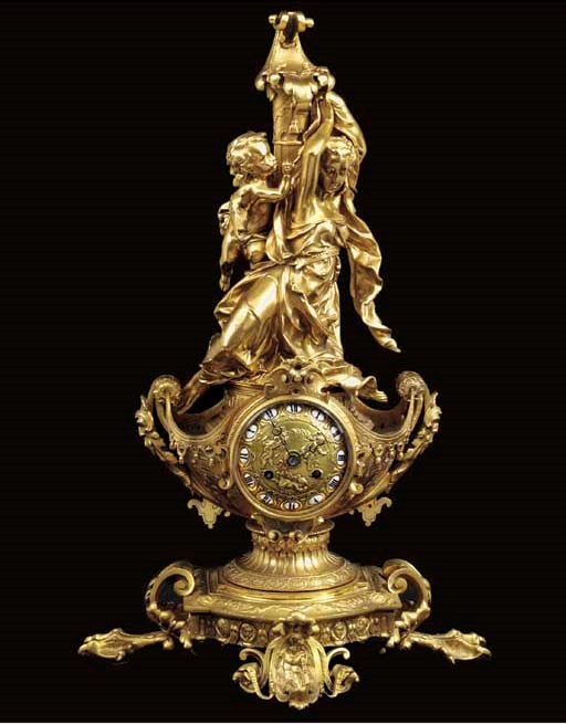 A French gilt bronze mantel timepiece, circa 1880