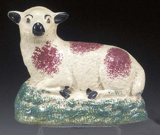 A pearlware model of a sheep