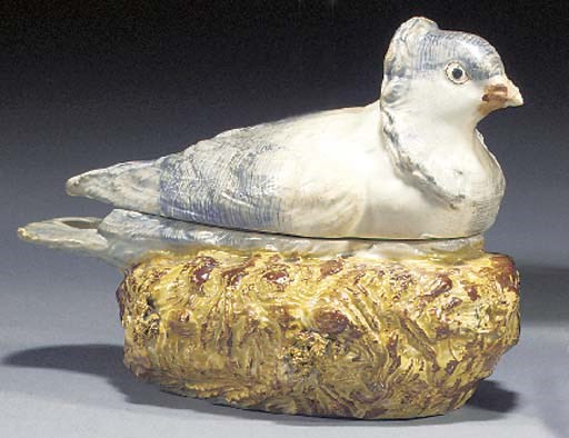 A pearlware dove tureen and cover