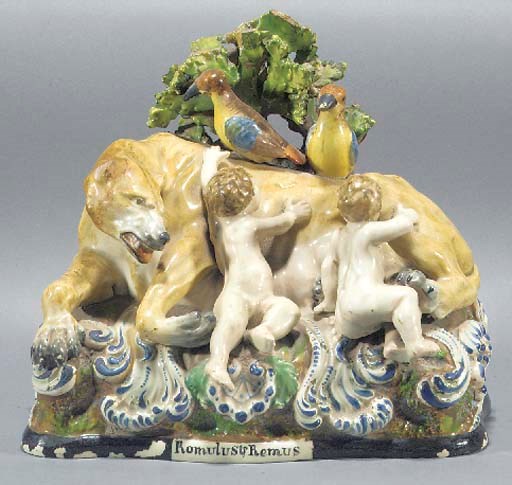 A pearlware group of Romulus and Remus