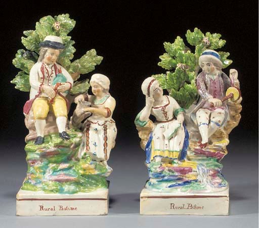 A pearlware group of 'Rural Pastime'