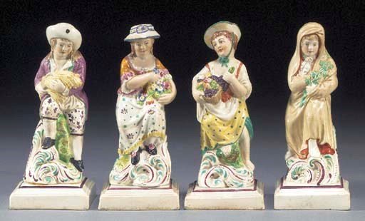 Four pearlware figures of children