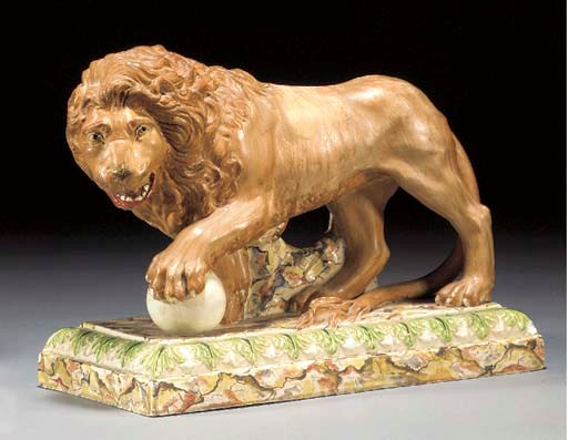 A pearlware model of a lion