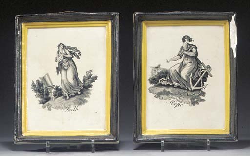 Two pearlware rectangular plaques