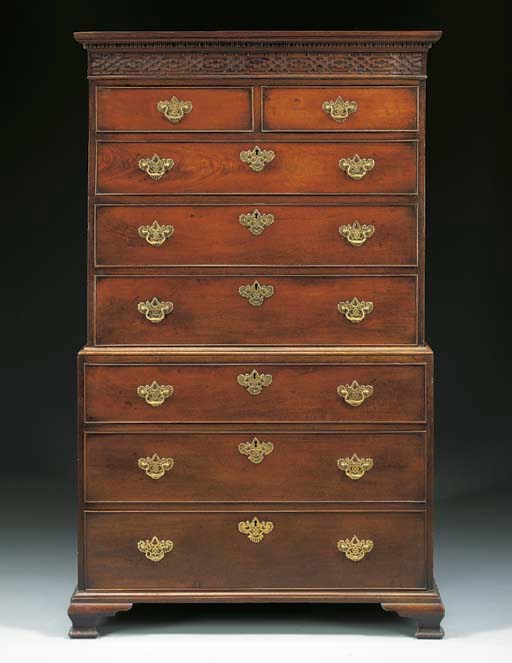 A GEORGE III MAHOGANY CHEST-ON-CHEST