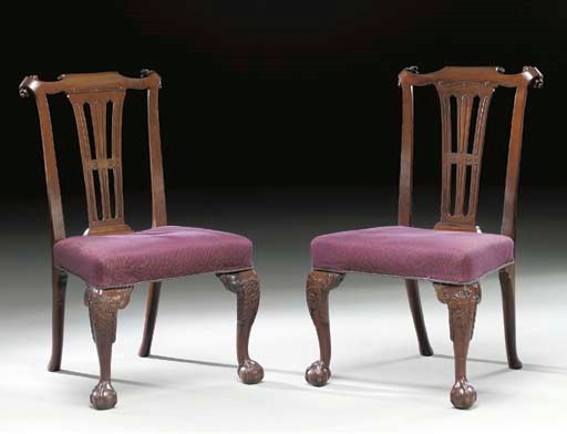 A PAIR OF GEORGE II MAHOGANY SIDE CHAIRS*