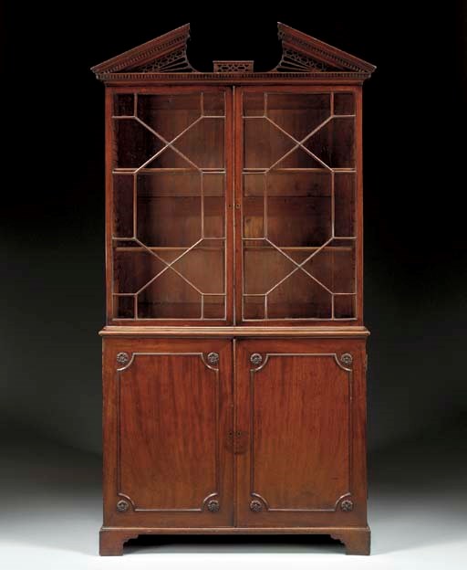 A GEORGE III MAHOGANY BOOKCASE-CABINET