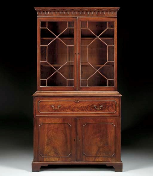 A GEORGE III MAHOGANY SECRETAIRE-BOOKCASE