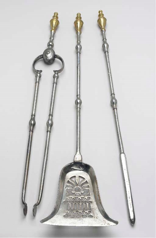 A GROUP OF ENGLISH STEEL FIRE TOOLS