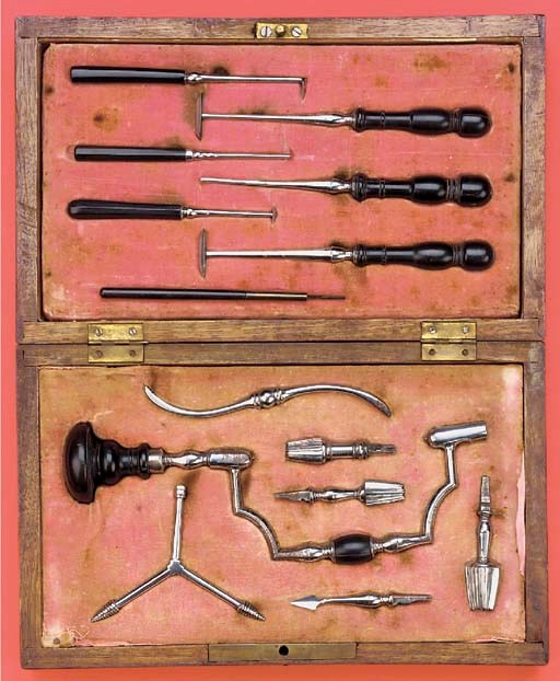 A fine 18th-Century French trepanning set,