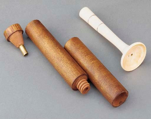 An unusual ivory and silver monaural stethoscope,
