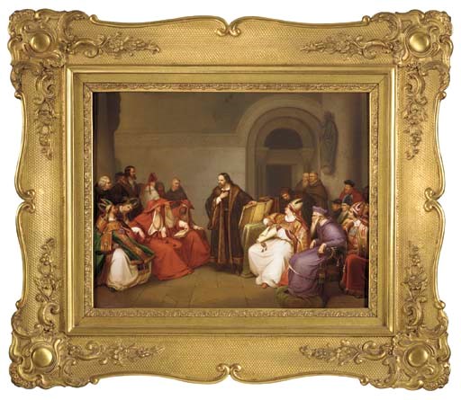 A BERLIN (K.P.M.) PORCELAIN RECTANGULAR HISTORICAL PLAQUE