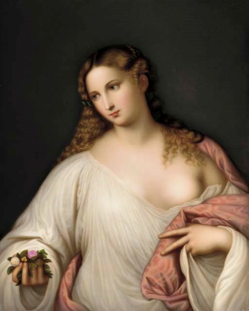 A BERLIN (K.P.M.) RECTANGULAR PORCELAIN PLAQUE OF 'FLORA'
