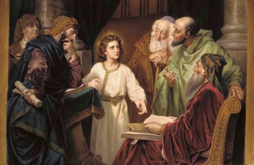 A BERLIN (K.P.M.) PORCELAIN RECTANGULAR PLAQUE OF 'CHRIST IN THE TEMPLE'