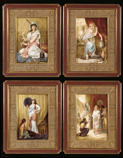 FOUR BERLIN (K.P.M.) PORCELAIN RECTANGULAR PLAQUES