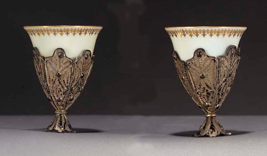 A set of four Turkish silver filigree cup holders
19/20th Century