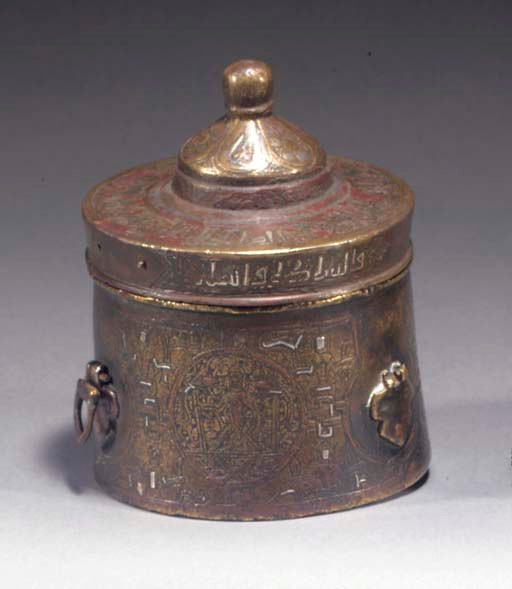 A Khorassan silver inlaid bronze inkwell
12th/13th Century