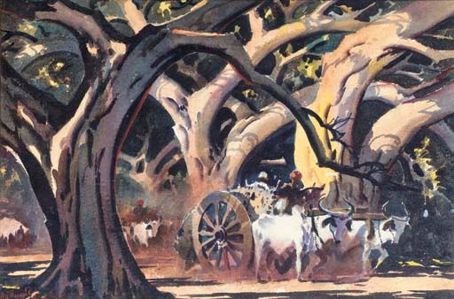 Ox Drawn Cart
G.O. Thyaga Raj, India, 20th Century
