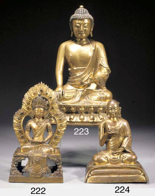 A Sino-Tibetan gilt bronze model of Bodhisatva
17th/18th century