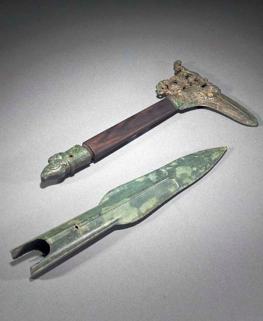 A Chinese axe-head and finial
Warring States