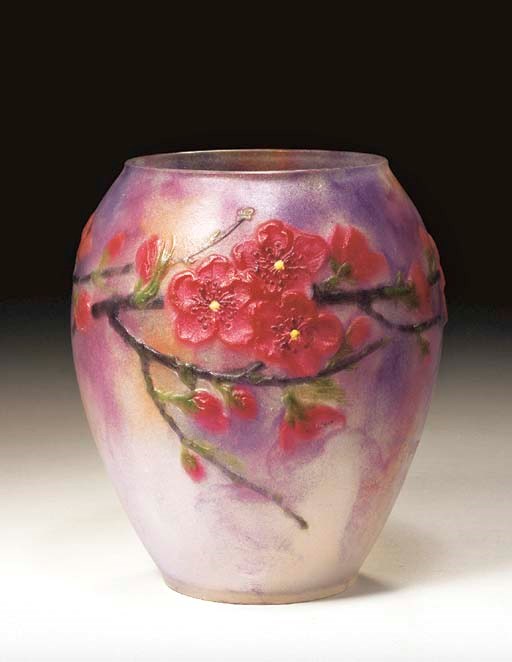 'FLEURS DE PECHER', A PATE-DE-VERRE VASE