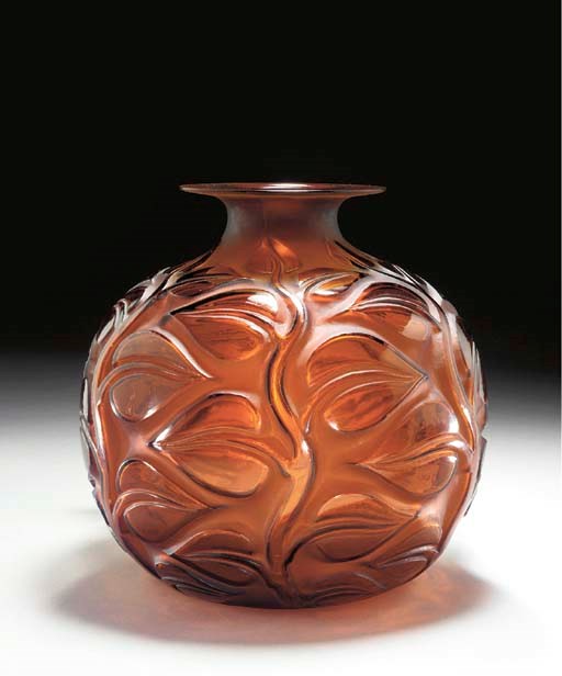 'SOPHORA', AN AMBER GLASS VASE