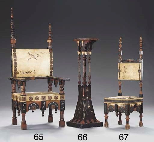 AN INLAID, PAINTED AND COPPER APPLIED PEDESTAL**