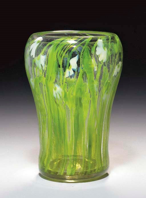 A PAPERWEIGHT FAVRILE GLASS VASE