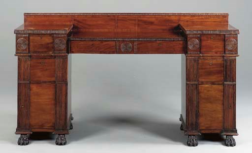 A SCOTTISH REGENCY MAHOGANY AND EBONIZED SIDEBOARD,