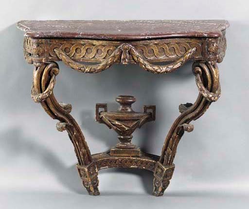 A LOUIS XV GRAINED PINE CONSOLE TABLE,