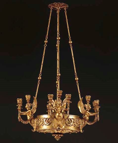 A CONTINENTAL LACQUERED-BRONZE TWELVE-LIGHT CHANDELIER,