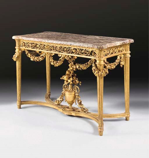 A LOUIS XVI GILTWOOD SIDE TABLE