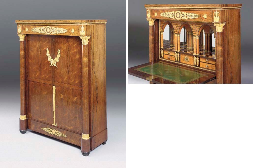 A REGENCY ORMOLU-MOUNTED ROSEWOOD SECRETAIRE
