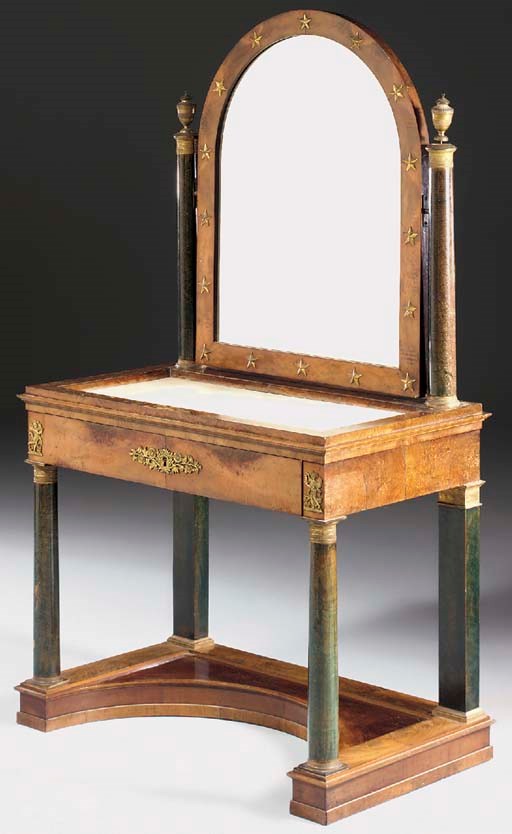 AN ITALIAN ORMOLU-MOUNTED, BRONZED, WALNUT AND MAHOGANY DRESSING TABLE
