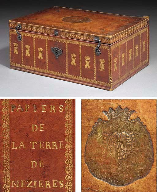 A REGENCE GILT-TOOLED LEATHER CASKET