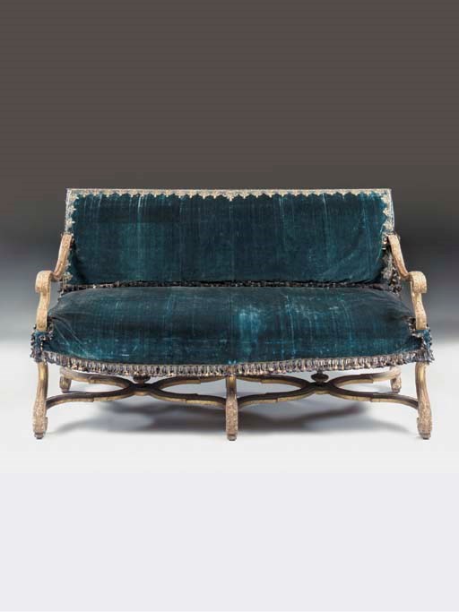 A LOUIS XIV GILTWOOD CANAPE