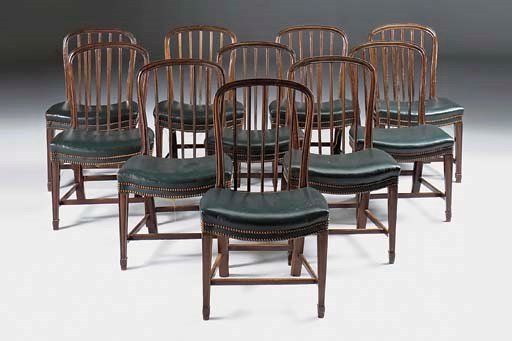 A set of ten mahogany dining chairs