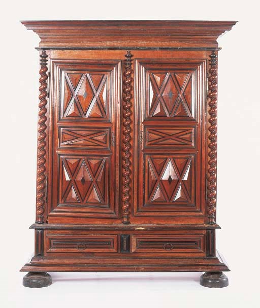 A FRENCH WALNUT CUPBOARD