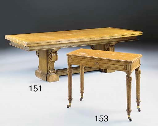 AN OAK VENEERED DRAW LEAF TABLE, 20TH CENTURY